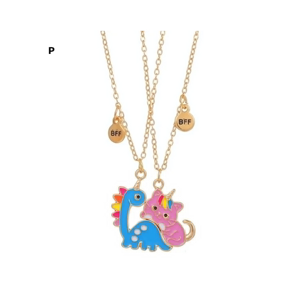 2 Pieces Heart Shaped Cat Unicorn Koala Bear Pendant Necklace For Kids Friendship Jewellery Necklaces & Pendants