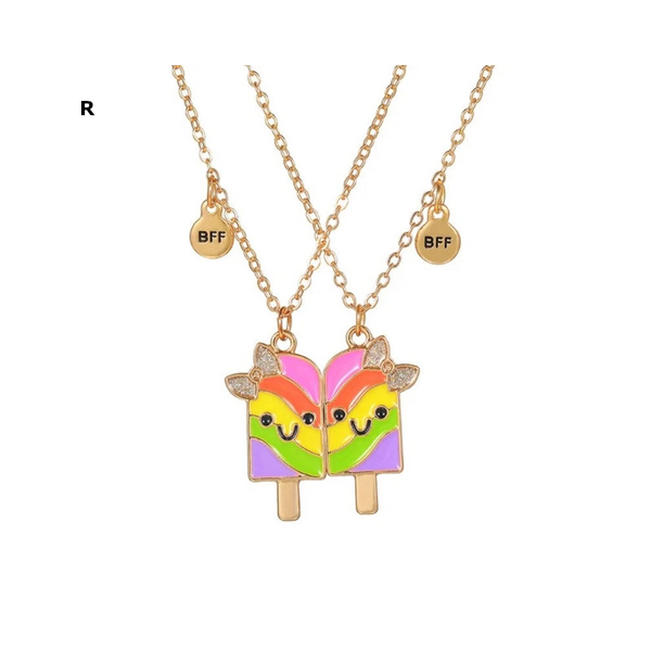 2 Pieces Heart Shaped Cat Unicorn Koala Bear Pendant Necklace For Kids Friendship Jewellery Necklaces & Pendants
