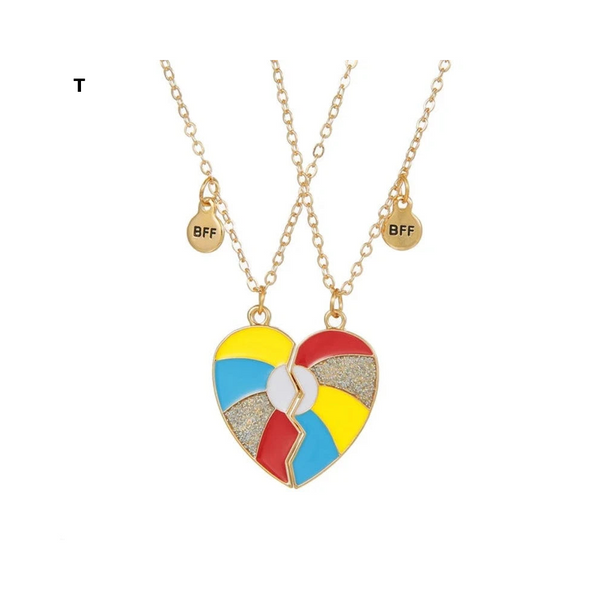 2 Pieces Heart Shaped Cat Unicorn Koala Bear Pendant Necklace For Kids Friendship Jewellery Necklaces & Pendants