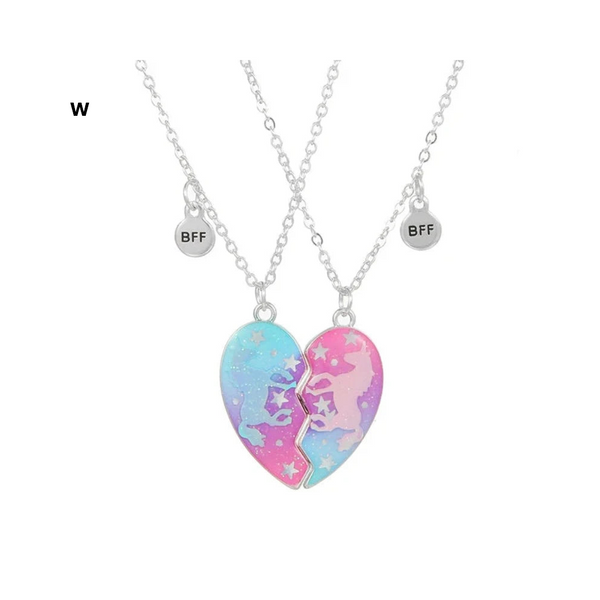 2 Pieces Heart Shaped Cat Unicorn Koala Bear Pendant Necklace For Kids Friendship Jewellery Necklaces & Pendants
