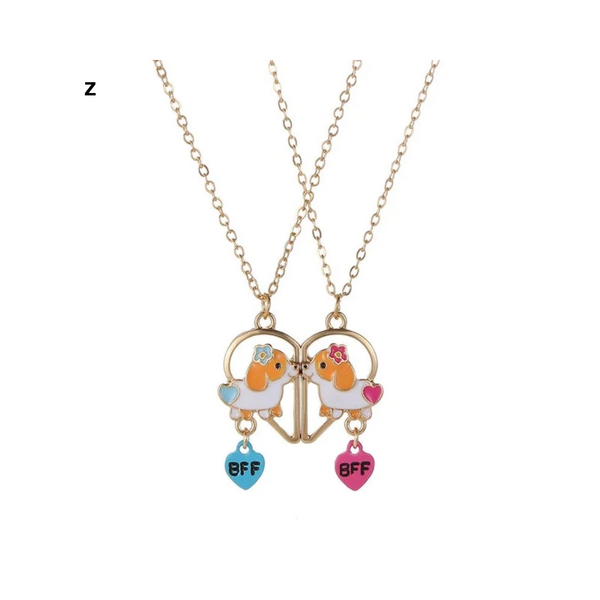 2 Pieces Heart Shaped Cat Unicorn Koala Bear Pendant Necklace For Kids Friendship Jewellery Necklaces & Pendants