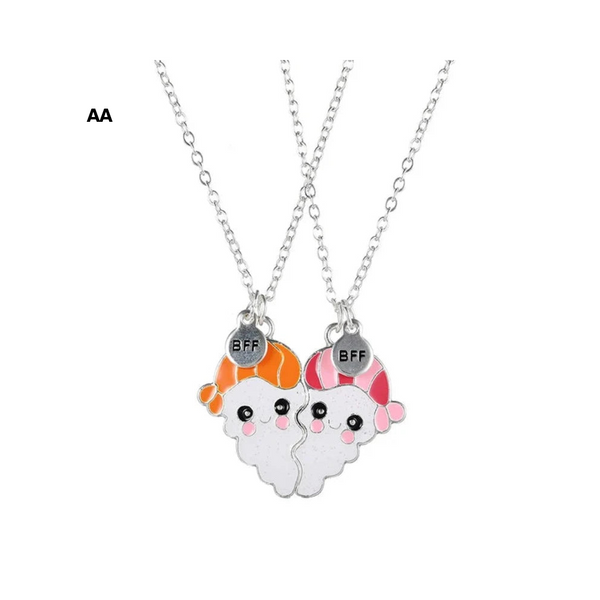 2 Pieces Heart Shaped Cat Unicorn Koala Bear Pendant Necklace For Kids Friendship Jewellery Necklaces & Pendants