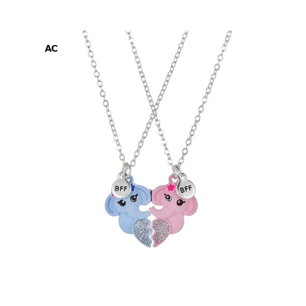 2 Pieces Heart Shaped Cat Unicorn Koala Bear Pendant Necklace For Kids Friendship Jewellery Necklaces & Pendants