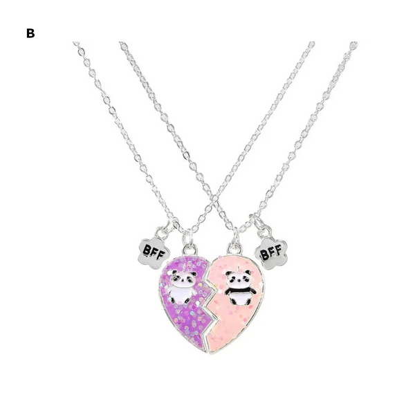 2 Pieces Heart Shaped Cat Unicorn Koala Bear Pendant Necklace For Kids Friendship Jewellery Necklaces & Pendants
