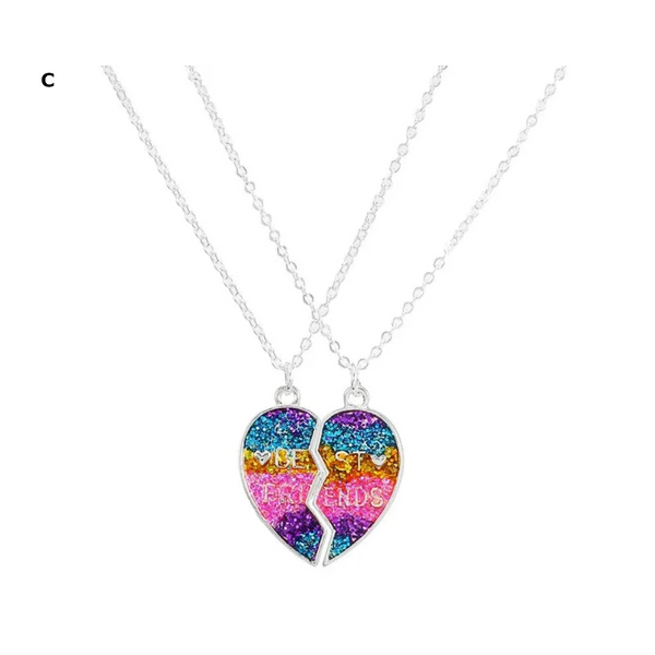 2 Pieces Heart Shaped Cat Unicorn Koala Bear Pendant Necklace For Kids Friendship Jewellery Necklaces & Pendants