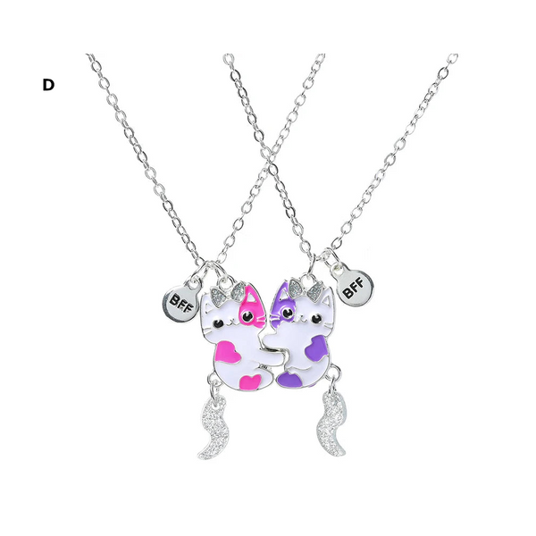 2 Pieces Heart Shaped Cat Unicorn Koala Bear Pendant Necklace For Kids Friendship Jewellery Necklaces & Pendants