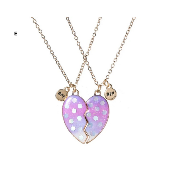 2 Pieces Heart Shaped Cat Unicorn Koala Bear Pendant Necklace For Kids Friendship Jewellery Necklaces & Pendants