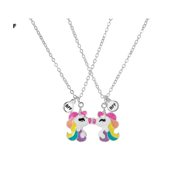 2 Pieces Heart Shaped Cat Unicorn Koala Bear Pendant Necklace For Kids Friendship Jewellery Necklaces & Pendants