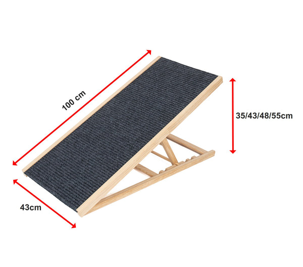 Foldable Dog Pet Ramp Adjustable Height Dogs Stairs For Bed Sofa Car 100Cm Pet Transport