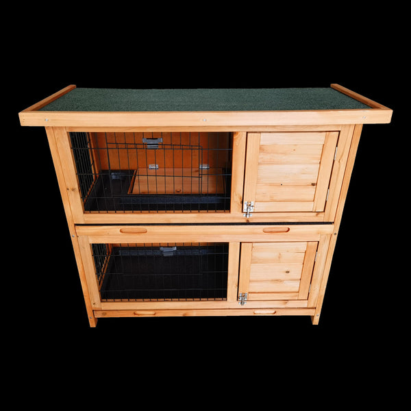 Large Rabbit Hutch With Base Chicken Coop 2 Storey Guinea Pig Pet Cage House Small Animal Cages & Hutches