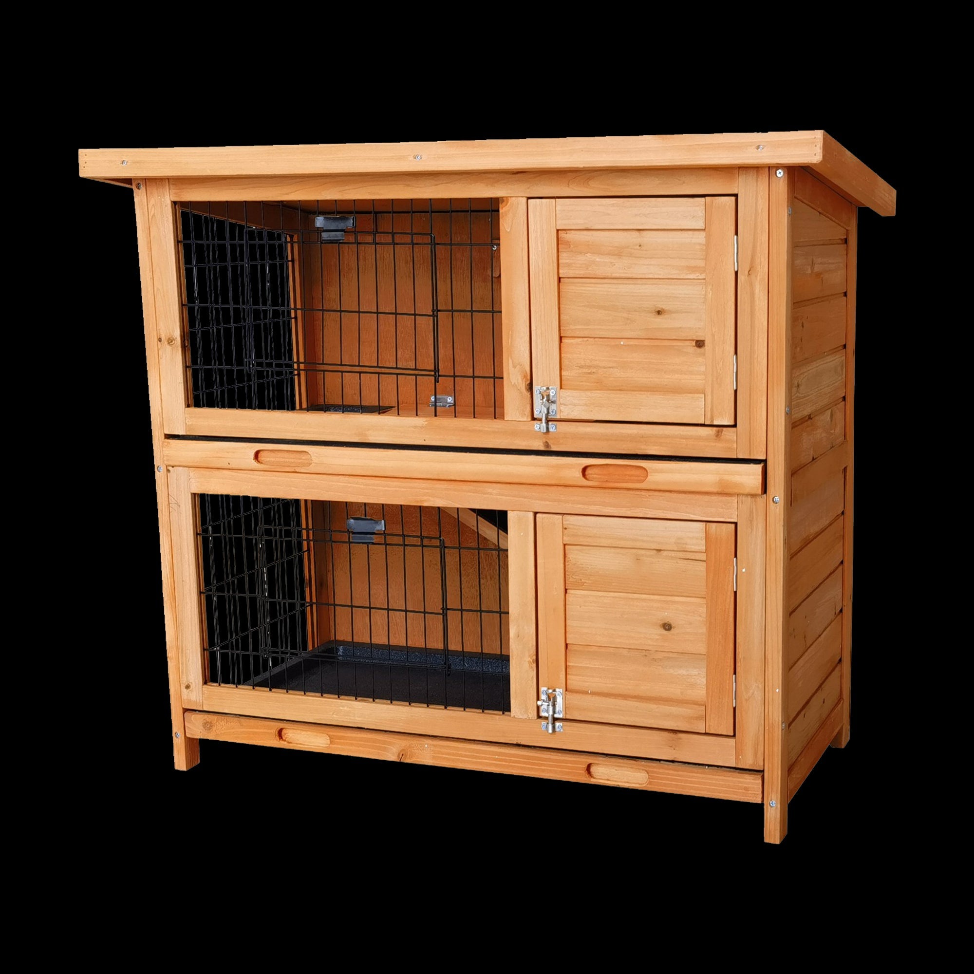 Large Rabbit Hutch With Base Chicken Coop 2 Storey Guinea Pig Pet Cage House Small Animal Cages & Hutches