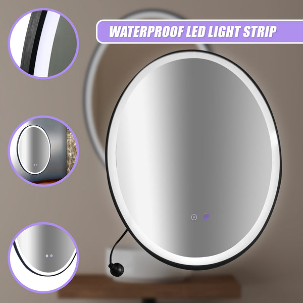 Oval Mirror Led Anti Fog Illuminated Bathroom Living Room Mirrors