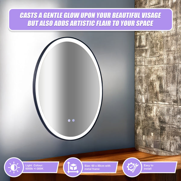 Oval Mirror Led Anti Fog Illuminated Bathroom Living Room Mirrors