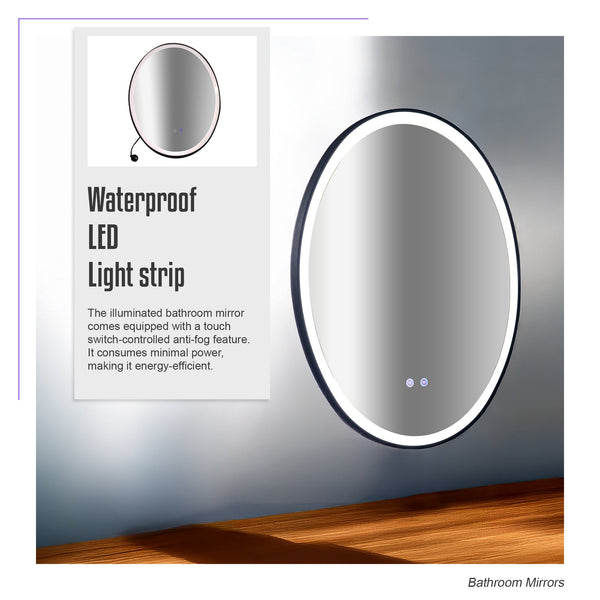 Oval Mirror Led Anti Fog Illuminated Bathroom Living Room Mirrors