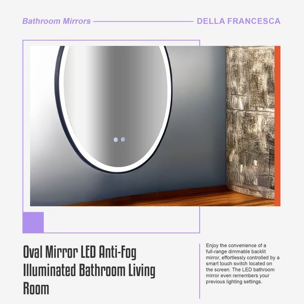 Oval Mirror Led Anti Fog Illuminated Bathroom Living Room Mirrors