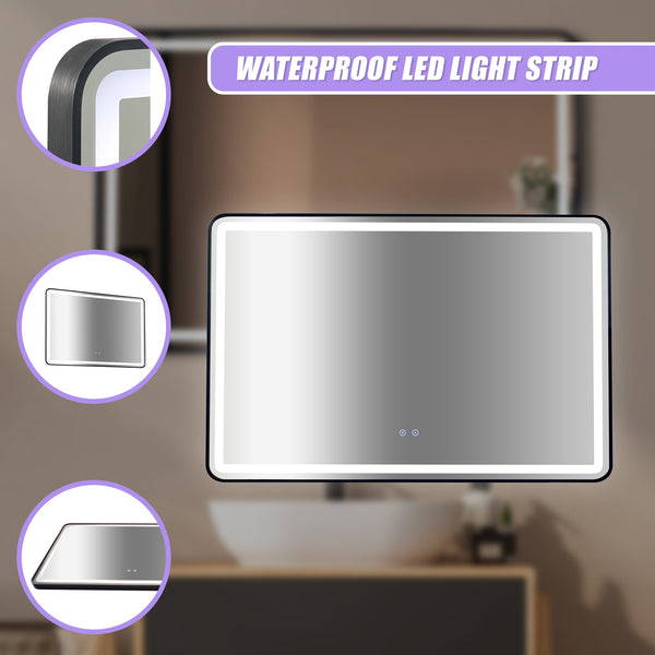 Rectangular Mirror Led Anti Fog Illuminated Bathroom Living Room Mirrors