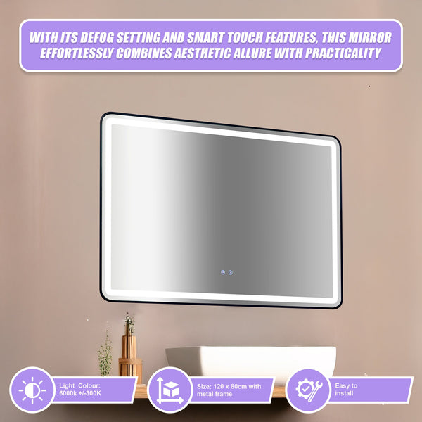 Rectangular Mirror Led Anti Fog Illuminated Bathroom Living Room Mirrors