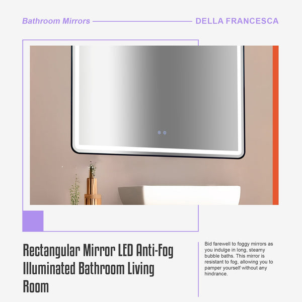 Rectangular Mirror Led Anti Fog Illuminated Bathroom Living Room Mirrors