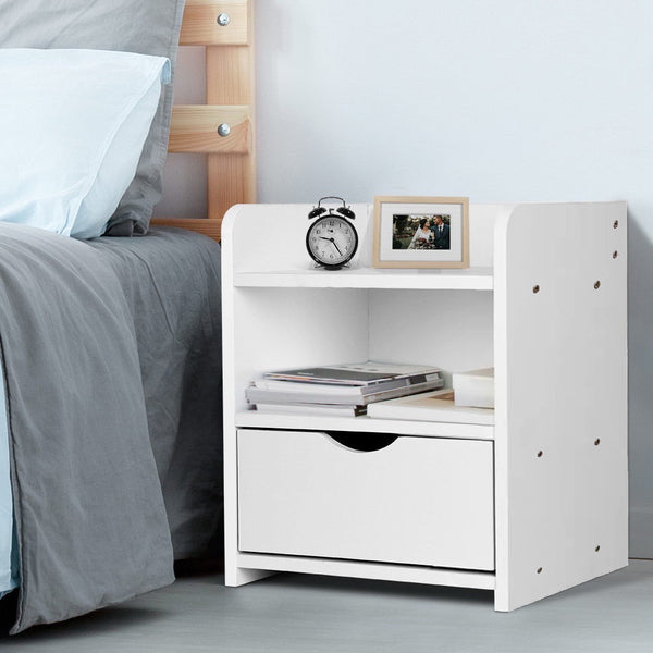 Bedside Table Side Nightstand Storage Drawer Shelf Bedroom Unit Bedside Tables