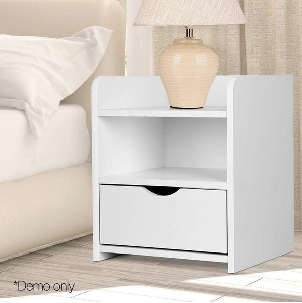Bedside Table Side Nightstand Storage Drawer Shelf Bedroom Unit Bedside Tables