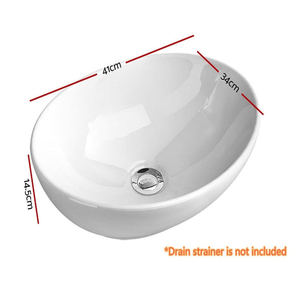 Ceramic Bathroom Basin Vanity Sink Oval Above Counter Top Mount Bowl Bathroom Sinks