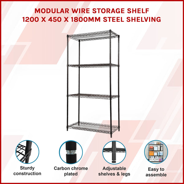 Modular Wire Storage Shelf 1200 X 450 1800Mm Steel Shelving Display Stands