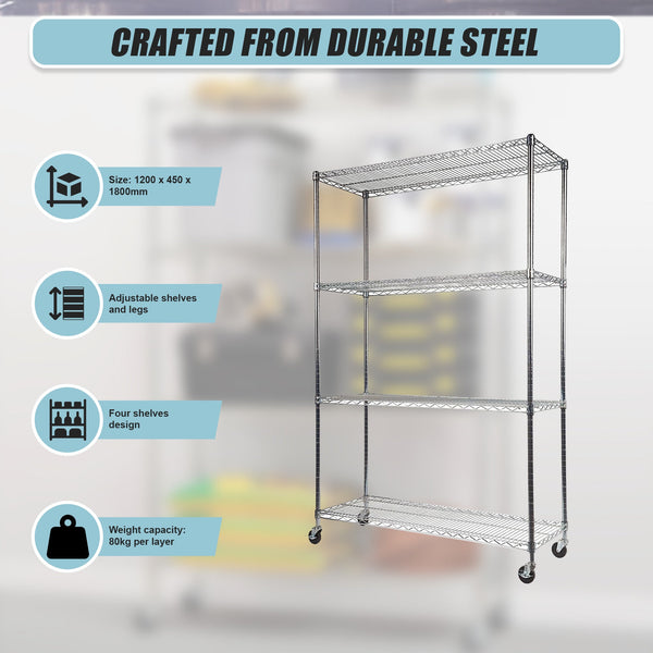Modular Wire Storage Shelf 1200 X 450 1800Mm Steel Shelving Display Stands