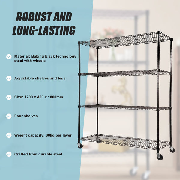 Modular Wire Storage Shelf 1200 X 450 1800Mm Steel Shelving Display Stands