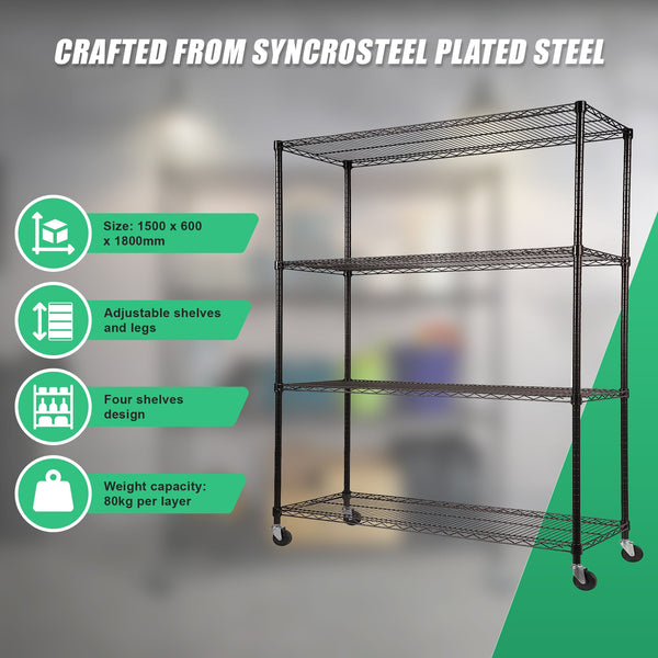 Modular Wire Storage Shelf 1500 X 600 1800Mm Steel Shelving Display Stands