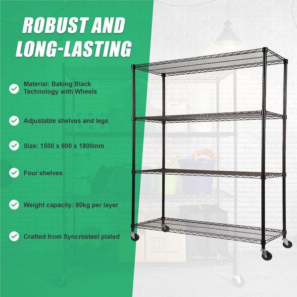 Modular Wire Storage Shelf 1500 X 600 1800Mm Steel Shelving Display Stands