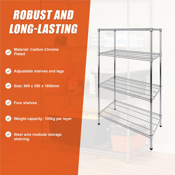 Modular Wire Storage Shelf 900 X 350 1800Mm Steel Shelving Display Stands