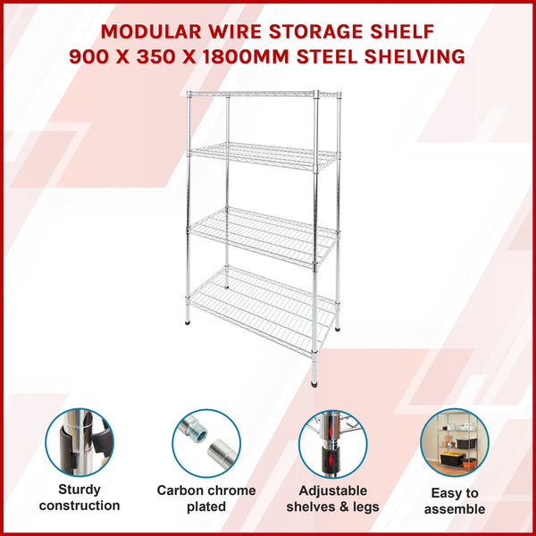Modular Wire Storage Shelf 900 X 350 1800Mm Steel Shelving Display Stands