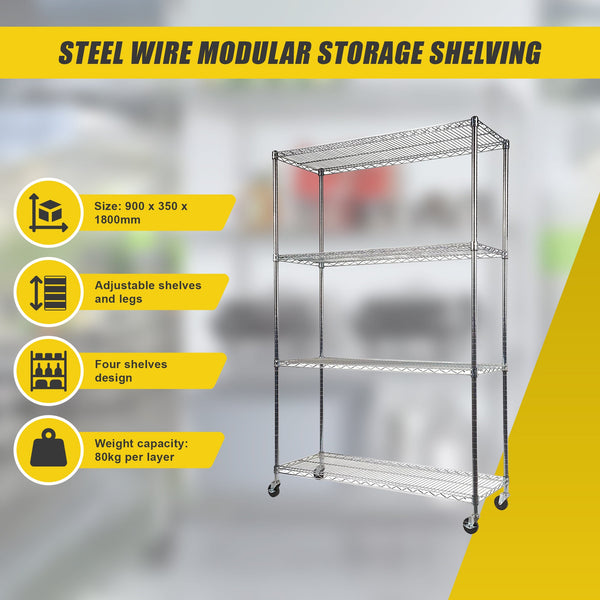 Modular Wire Storage Shelf 900 X 350 1800Mm Steel Shelving Display Stands