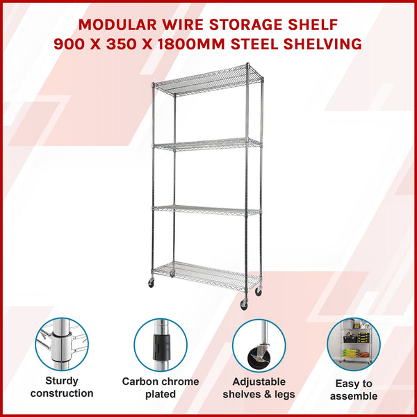 Modular Wire Storage Shelf 900 X 350 1800Mm Steel Shelving Display Stands