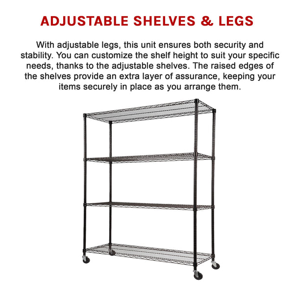 Modular Wire Storage Shelf 1500 X 450 1920Mm Steel Shelving With Wheels Display Stands