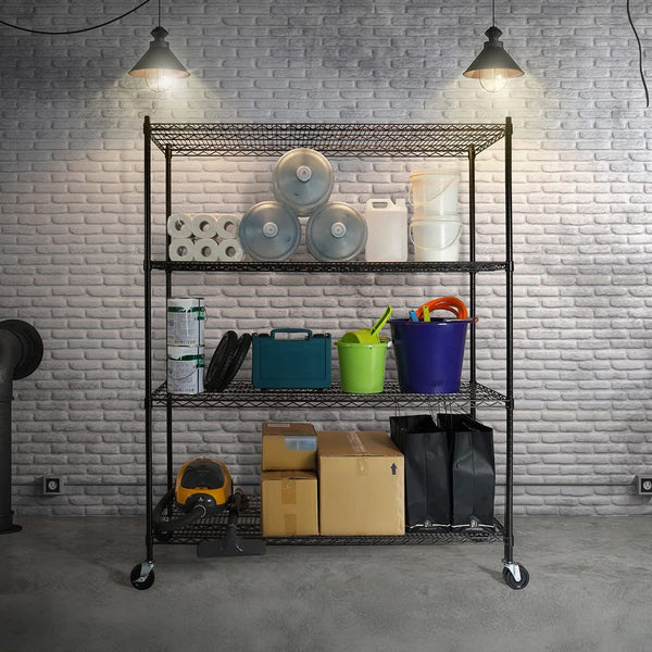 Modular Wire Storage Shelf 1500 X 450 1920Mm Steel Shelving With Wheels Display Stands