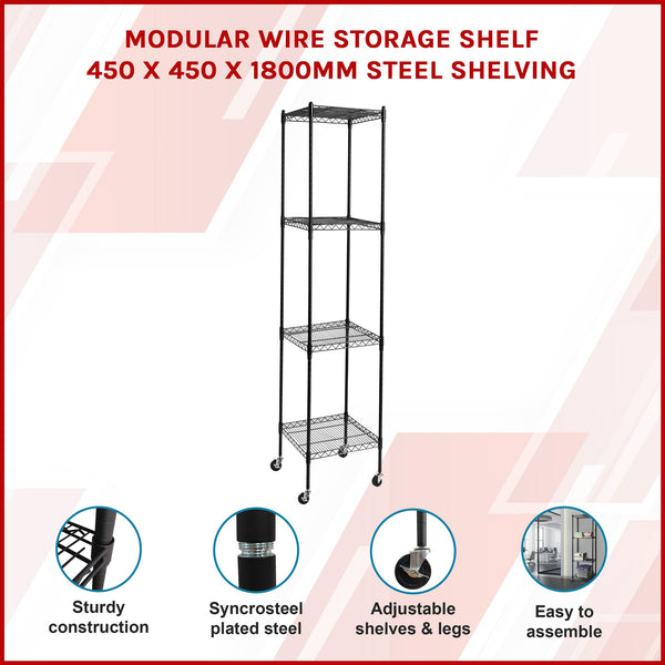 Modular Wire Storage Shelf 450 X 1800Mm Steel Shelving Display Stands