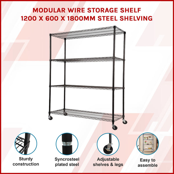 Modular Wire Storage Shelf 1200 X 600 1800Mm Steel Shelving Display Stands
