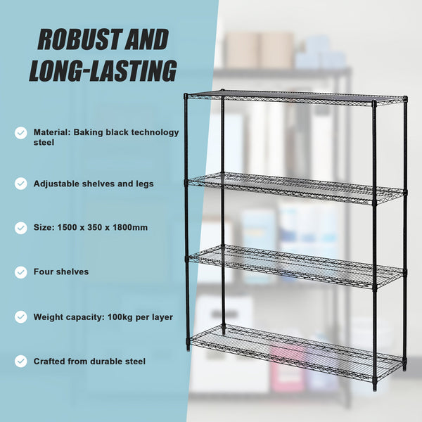 Modular Wire Storage Shelf 1500 X 350 1800Mm Steel Shelving Display Stands
