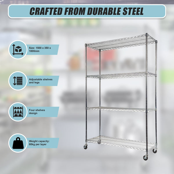 Modular Wire Storage Shelf 1500 X 350 1800Mm Steel Shelving Display Stands