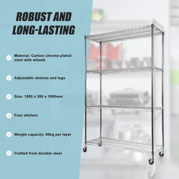 Modular Wire Storage Shelf 1500 X 350 1800Mm Steel Shelving Display Stands