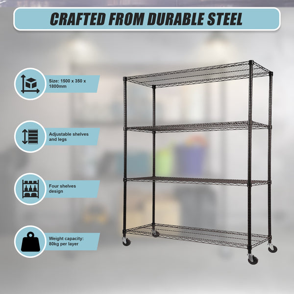 Modular Wire Storage Shelf 1500 X 350 1800Mm Steel Shelving Display Stands