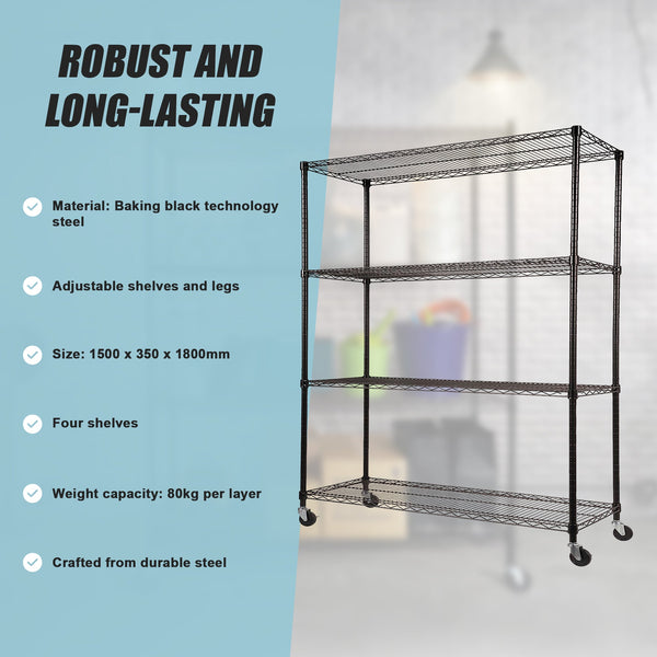 Modular Wire Storage Shelf 1500 X 350 1800Mm Steel Shelving Display Stands