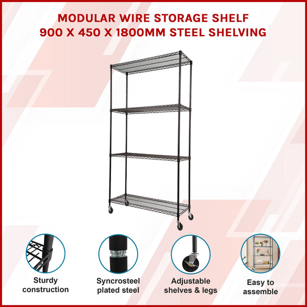 Modular Wire Storage Shelf 900 X 450 1800Mm Steel Shelving Display Stands