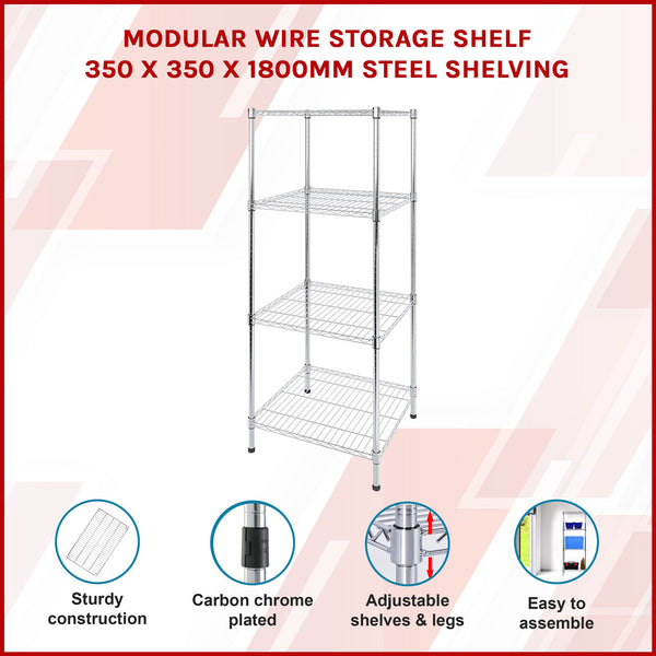 Modular Wire Storage Shelf 350 X 1800Mm Steel Shelving Display Stands