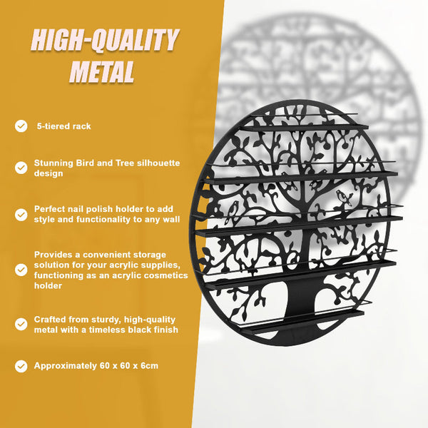 5 Tier Rack Display Shelf Storage Shelving Wall Organiser Black Shop Display Racks