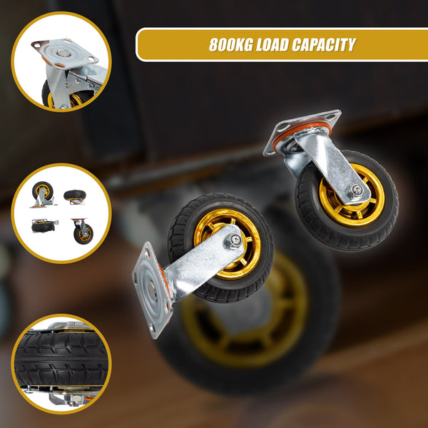 4 X 6" 150Mm Swivel Silent Caster 2 Brakes 800Kg Castor Wheels