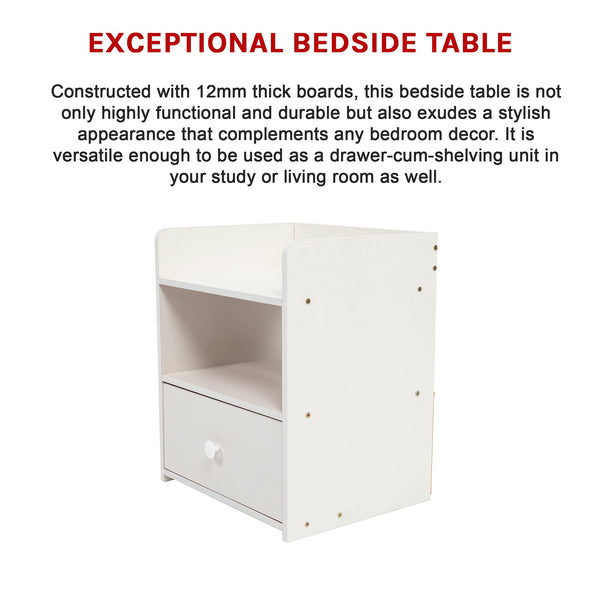 Side Nightstand Storage Drawer Shelf Bedroom Bedside Tables