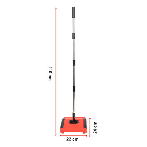 Sweep Carpet Floor Manual Light Sweeper Dual Rotating Brushes Carpet & Floor Sweepers