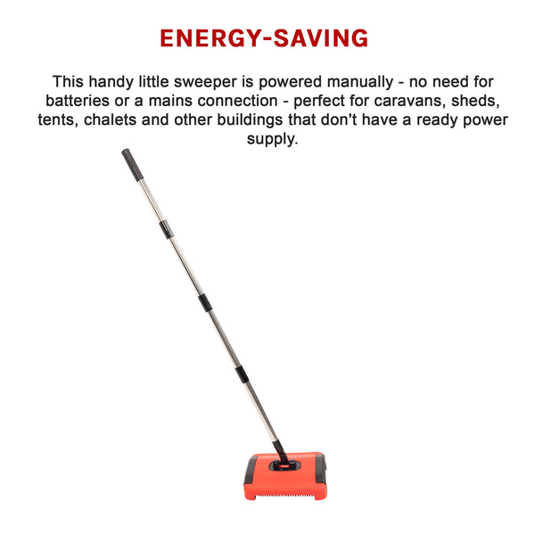 Sweep Carpet Floor Manual Light Sweeper Dual Rotating Brushes Carpet & Floor Sweepers